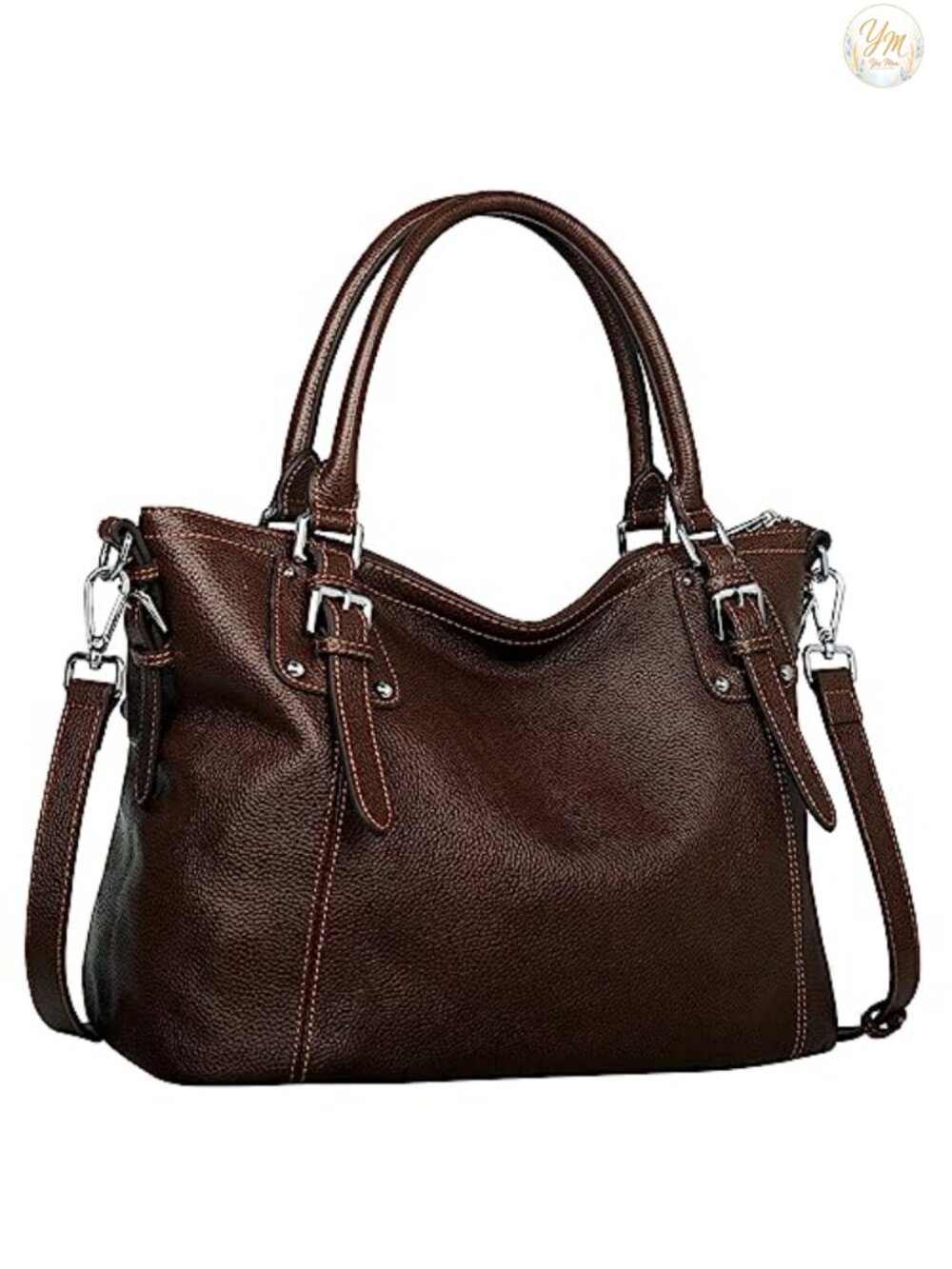 Real Cowhide Leather Tote Handbag Women Top Handle Shoulder Bag with Adjustable